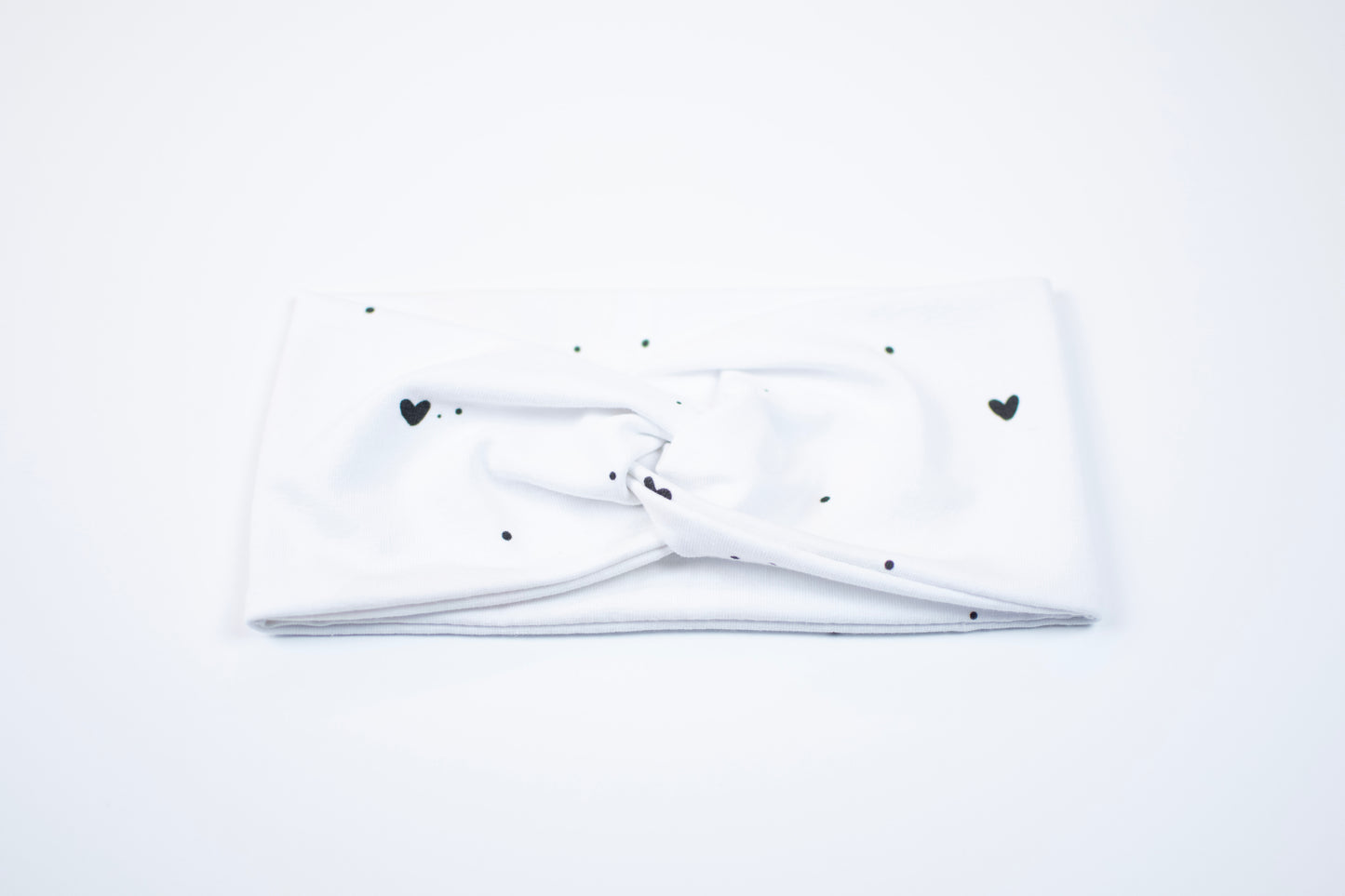 Stirnband Print | schwarze Herzen & Punkte