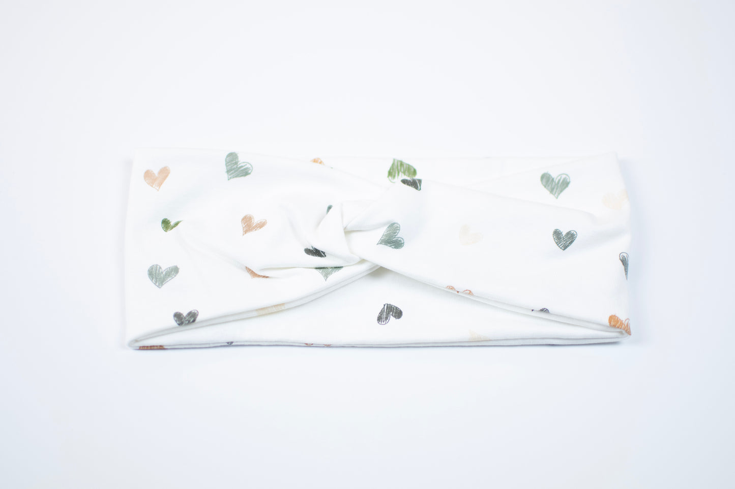 Stirnband Print | grün & braune Herzen