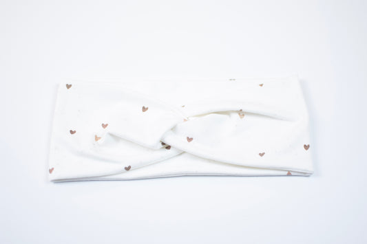 Stirnband Print | braune Herzen