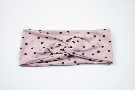 Stirnband Print | rosa mit Kronen