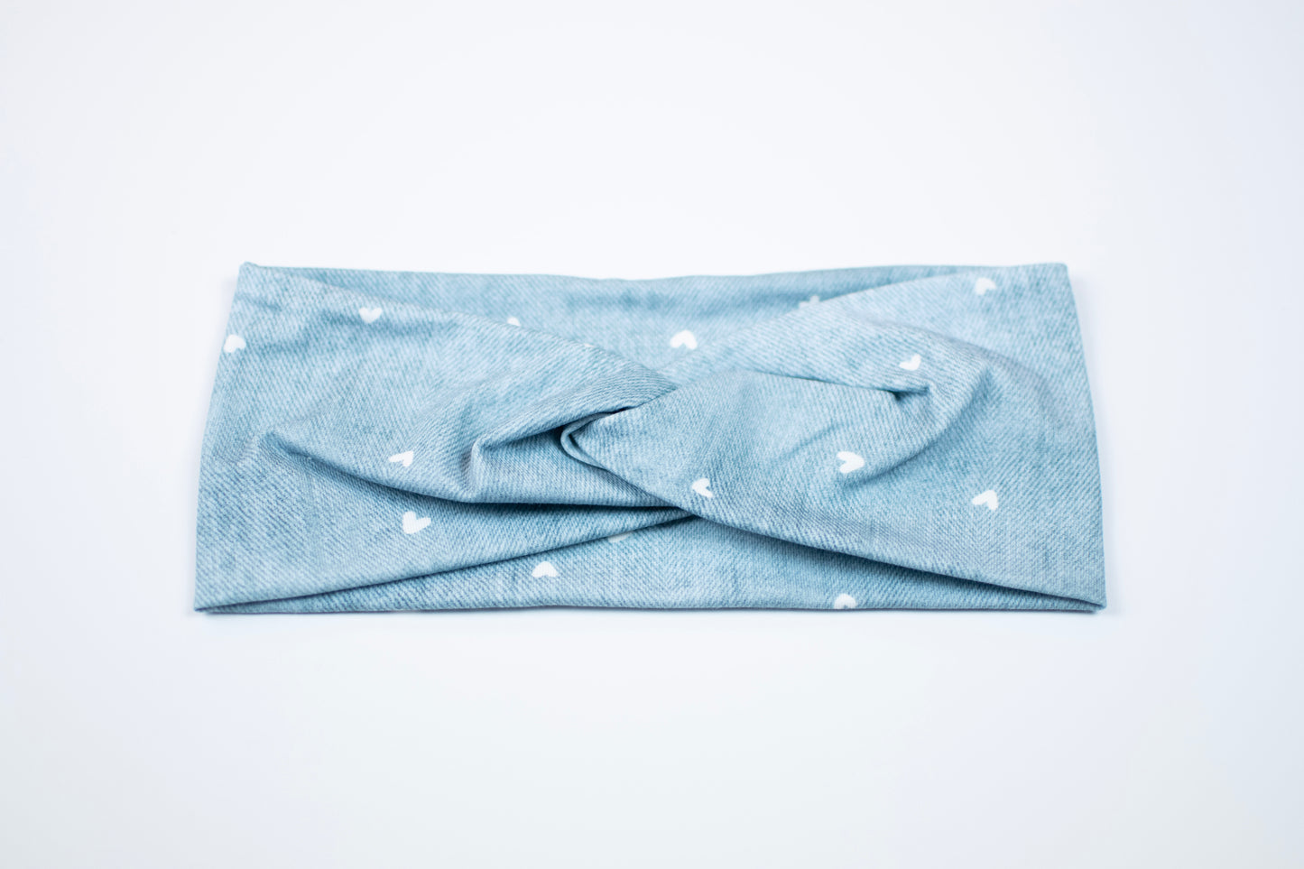 Stirnband Print | blau mit weissen Herzen