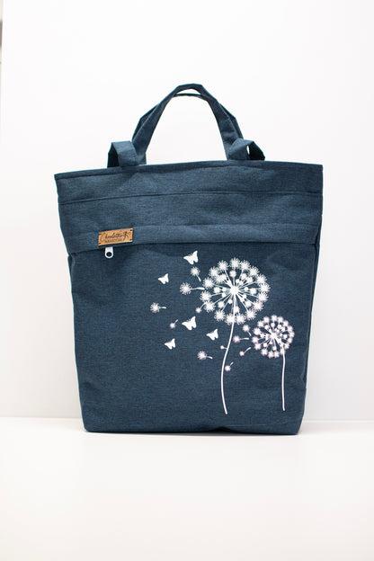 3in1-Tasche mit Taschenstoff | dunkelblau mit grauen Punkten