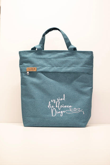 3in1-Tasche mit Taschenstoff | petrol mit meliertem Petrol