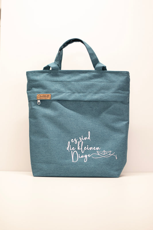 3in1-Tasche mit Taschenstoff | petrol mit meliertem Petrol