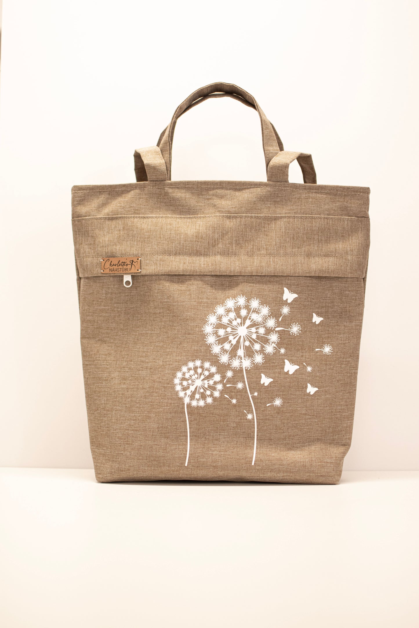 3in1-Tasche mit Taschenstoff | beige mit senfgelben Blumen